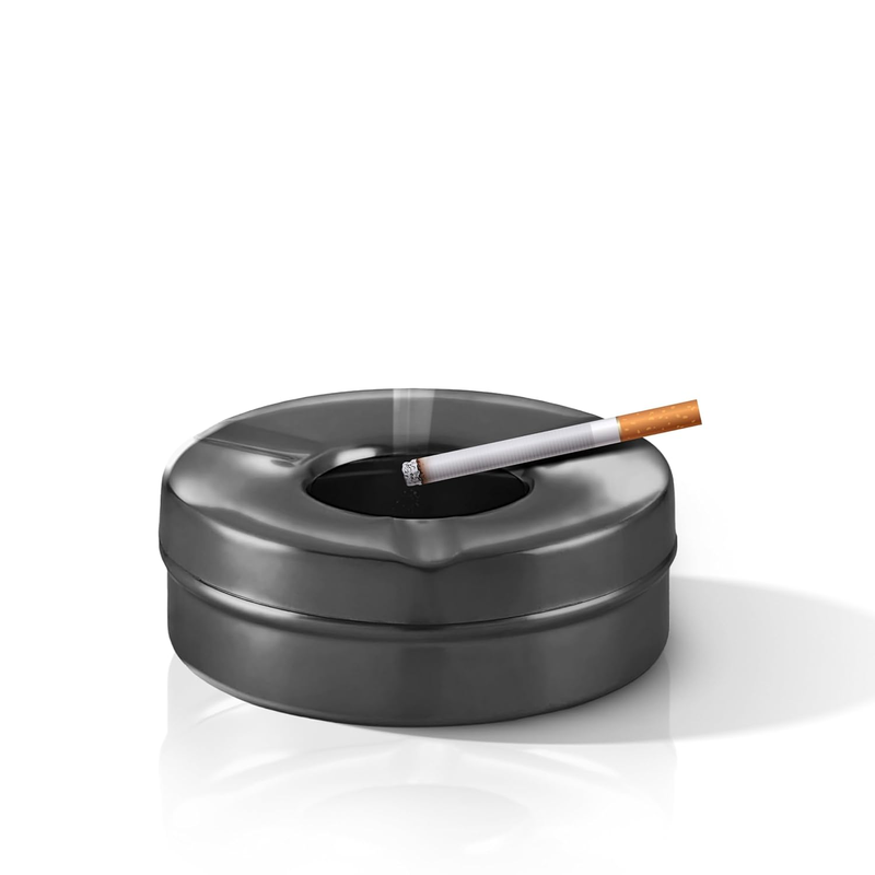 Black Ash Tray| Stainless Steel Ashtray With Lid | 1pc | Black Matt | 10cm| Ideal For Home/Club/Restaurant